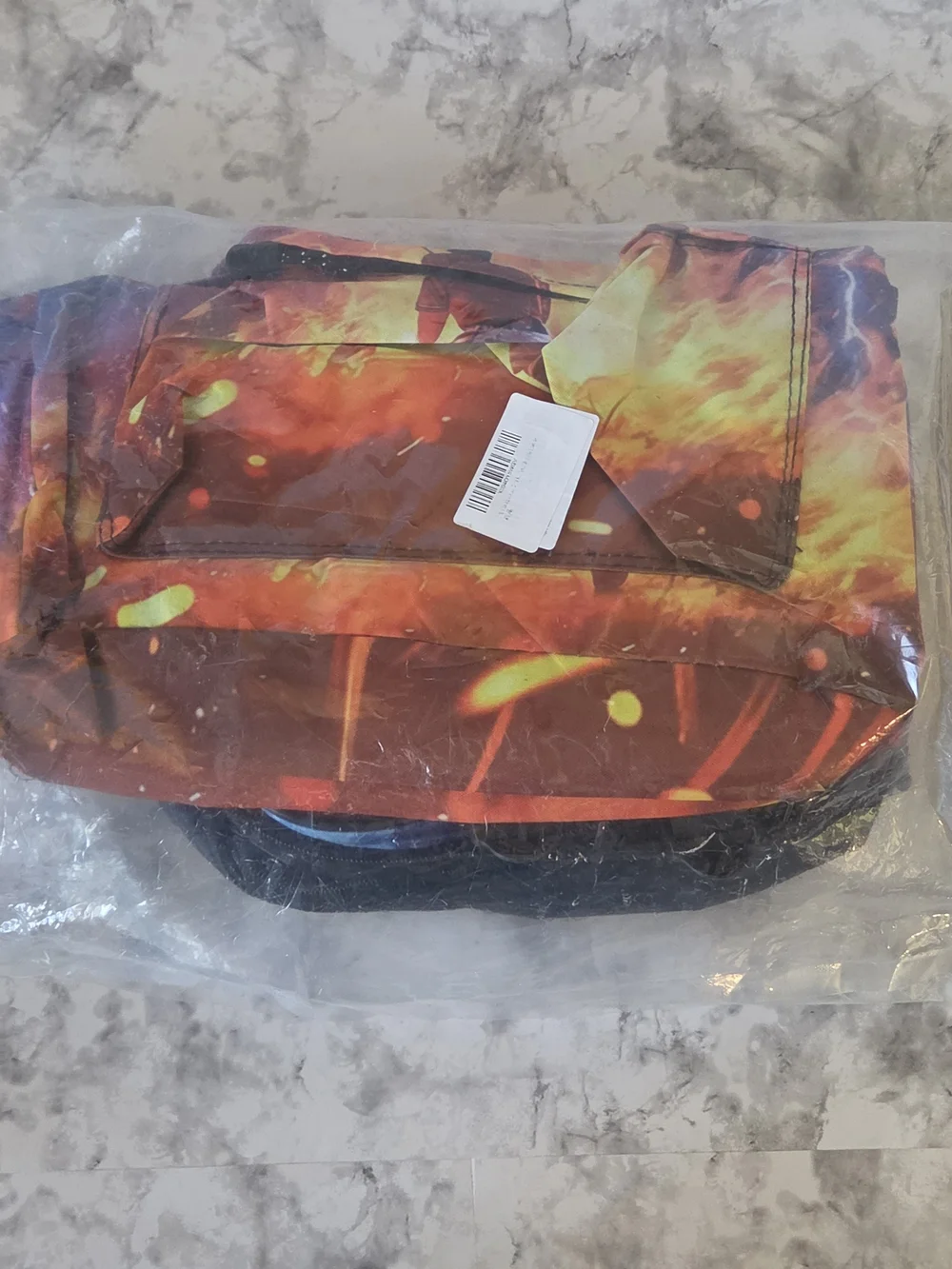 Flame & Lightning Baseball Print Kids Backpack Bag - Black/Blue/Orange